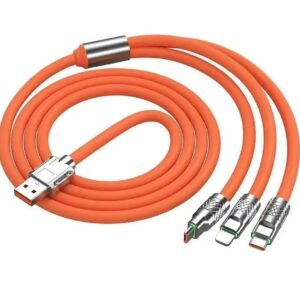 Orange Colour 3 In 1 Fast Charging Data Cable
