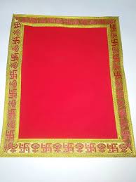 Red Colour Aasan Velvet Cloth For Chowki Pack Of 3