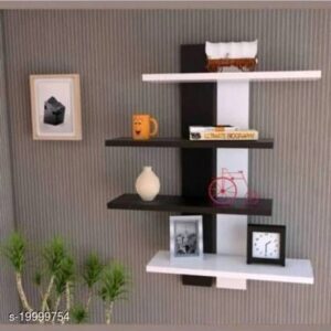 Patti Black White Wooden Wall Shelf