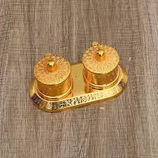 Golden Metal Kumkum Box