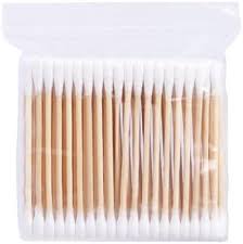 Wooden Stick Double Head Tips Natural Pure Cotton Ear Buds Swabs Ear Cleaning Picks 100Pcs Pack Of 4