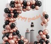 Happy Birthday Decoration Items Balloons White And Black Colour