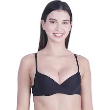Cotton Women Black Padded Bra Plain Size 32