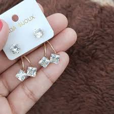 Women Silver Color Short Earrings