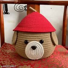 Kitty Cat Jute Cotton Rope Thread Woven Storage Gift Basket