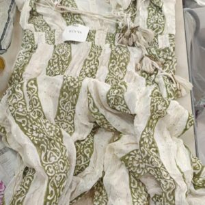 Women Dress Colour Green White Size L