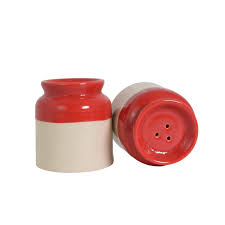 The Decor Dining Table Kitchen Ceramic Salt Shakers Set Dispenser Set 60Ml Red White