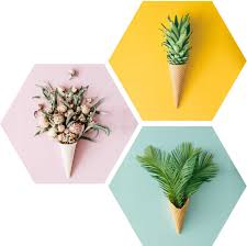 Set Of Three Hexagonal Wall Paintings