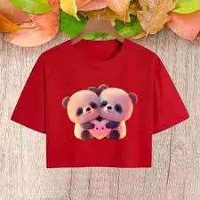 Women Red Cartoon Printed Crop Top Size L