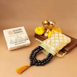 Original Karungali Mala Japa Mala 108 Beads Premium Ebony Wood Lab Tested Natural Black Beads Size 12Mm