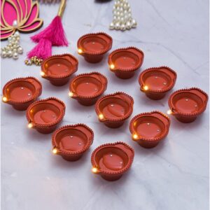 Water Sensor Led Diya Set Decorative Ediya Lights Battery Operated 12 Pieces