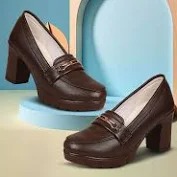 Casual And Trendy Heel Loafers For Women Corporate Casuals For Women Brown 40 Size