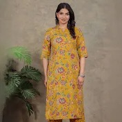 Aramya Mustard Printed Kurti For Women Size L