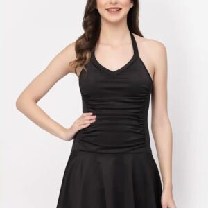 Cuckoo Black Color Women Halter Neck Swim Shirt Dress Size L