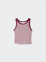 Uniqlo Wine And White Color Striped Women Ribbed Bra Top Size Xl