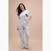 Zivame Grey Color Mickey Mouse Printed Sleep Pajama Set Size M