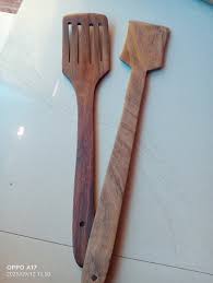 Natural Wooden Nonstick Serving Cooking Spoon Set Of 2