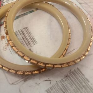 Brown And White Pearl Bangles For Women 2Pcs Size 2 To 4