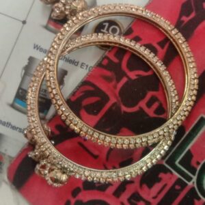 Golden And White Pearl Latkan Bangle For Women Size 2 To 4