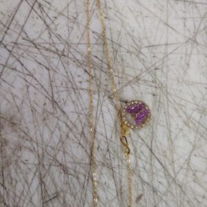 Golden Colour Chain With Purple Butterfly Pendant For Women
