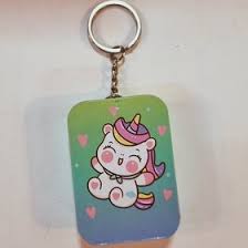 Keychain Featuring A Cartoon Unicorn