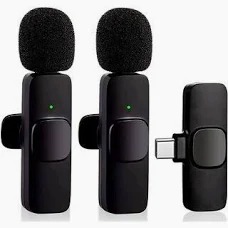 K9 Wireless Microphone Mini Portable Dual Mic With Receiver Black