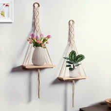 Pot Hanging Stand Wooden Set Of 2
