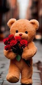 Teddy Bear Love Couple Wallpaper 60X124Cm