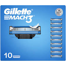 Gillette Mach 3 Razor Blades For Men Lubrication Strip Pack 10 Cartridges 10 Pcs