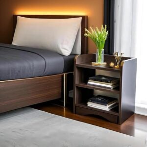 Modern Bedside Table With 3 Shelves Bedside Table Wooden Organizer Stand