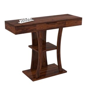 Solid Sheesham Wood Console Tables With Shelf Storage Living Room