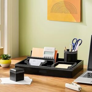 Kebica 5 Black Multipurpose Desk Organizer 5 In 1 Desktop Set Remote Stand For Office Desk Table Storage Black