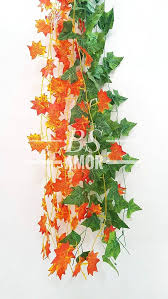 Polyester Artificial Garland Plant 6 2 Orange 2 Green