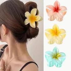3Pcs Large Floral Hair Claws Multicolor