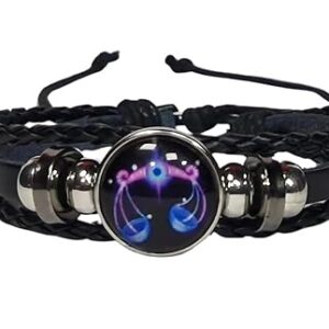 Zodiac Constellation Bracelet 12 Constellation Zodiac Signs Black Leather Bracelet Women Men