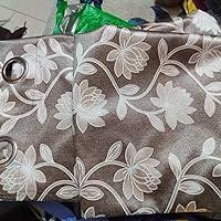 Lunar Window Curtain 5 Feet Set 2 Eyelet Printed Polyester Curtain Living Room Brown