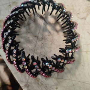 Women Bird Nest Hair Clips Holder Plastic Ponytail Holder Bun Clip Black And Pink