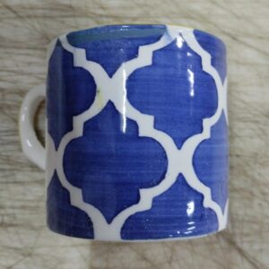 Handcrafted Blue Print Stoneware Tea Cups For Home Pack Of 4
