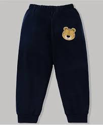 Cotton Bio Washed Full Length Lounge Pant With A Tiger Print In Navy Blue Size 3 To 4 Years