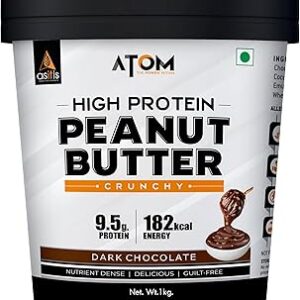Asitis Nutrition Atom High Protein Peanut Butter I Crunchy Dark Chocolate I 9.5G Protein Transfat 1Kg