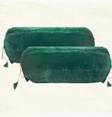 Green Velvet Solid Bolster Cover Set Of 2