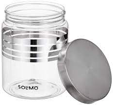 Different Size Grey Color Lid 4 Pcs Grocery Plastic Jar