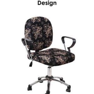 Black Color Printed Office Chair Cover 2Pcs
