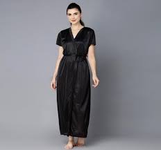 Black Color Women Long Nighty Size S Pack Of 2