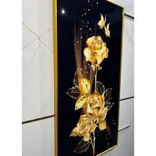 Golden Peacock Painting Photo Frame Wall Hanging Home Decoration 9 Inch X12 Inch
