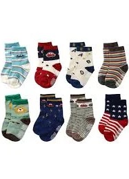 Footprint 6 Pairs Infant Kids Unisex Multicolored Anklelength Assorted Antiskid Cotton Socks