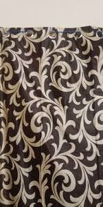 Brown Beige Set Of 2 Floral Window Curtain