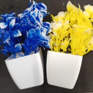Artificial Flower Pot Pack Of 2 Colour Blue Yellow