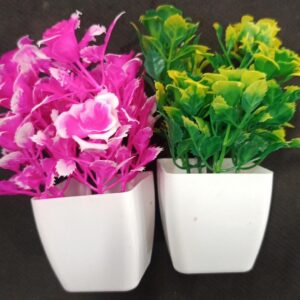 Artificial Flower Pot Pack Of 2 Colour Pink Green