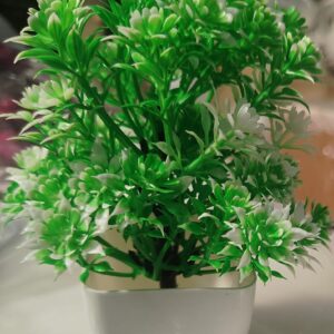 White And Green Artificial Flower Pot
